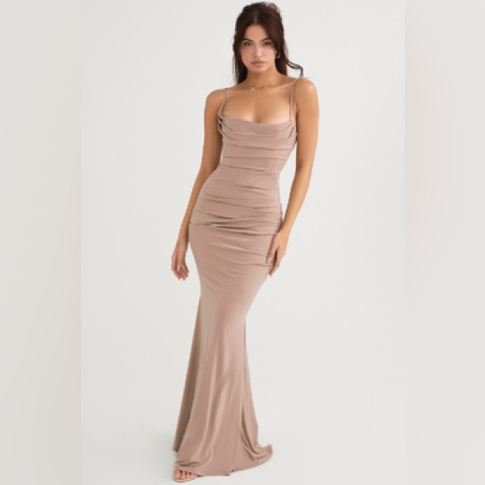 House of CB Milena Jersey Corset Dress in Almond